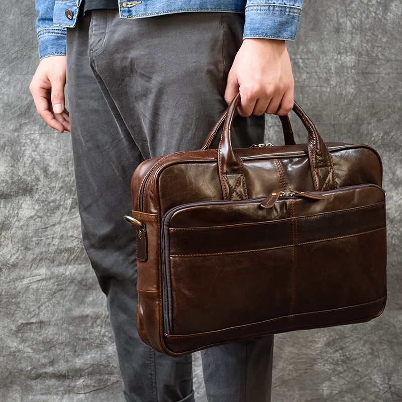 Luxury Zipper Bags - Luxury Genuine Leather Handbag for Men