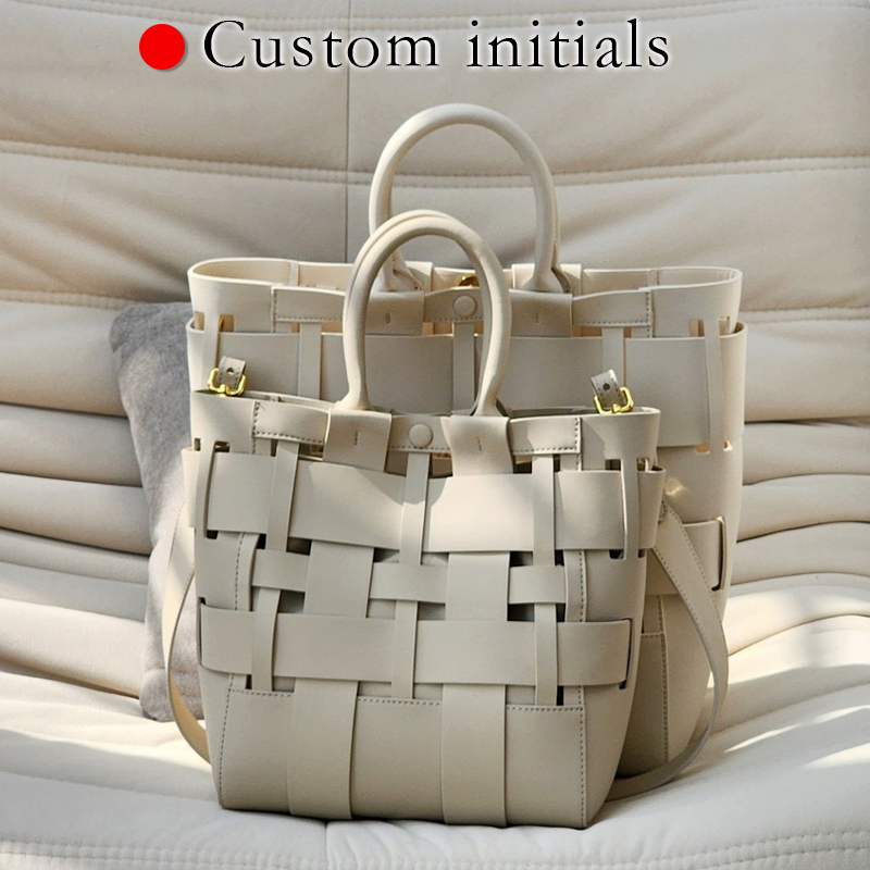 Luxury Bags Made - Custom Initials Genuine Leather Tote Bags