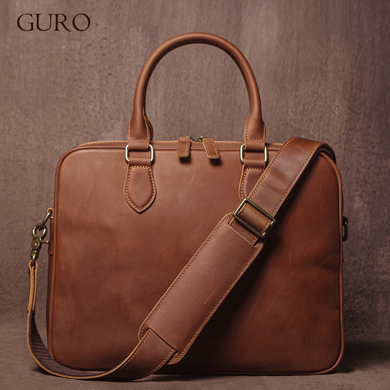 GURO Men Crazy Horse Cowhide B - đánh giá và giá Luxury Bags Laptop