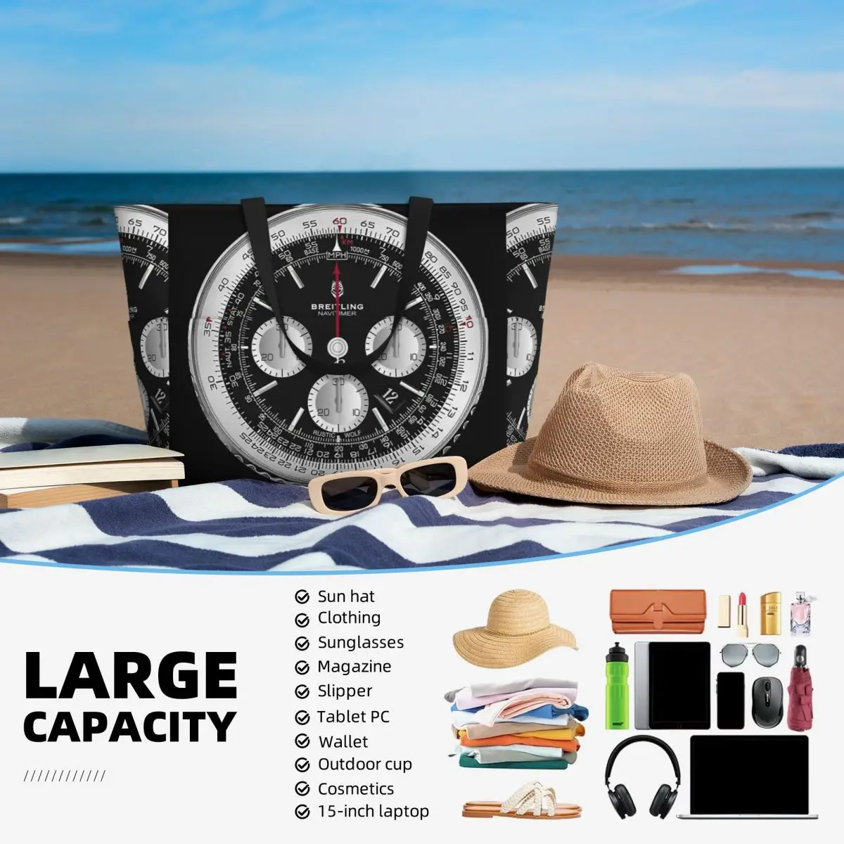 Black Luxury Watch Face Beach  - đánh giá và giá Luxury Yoga Bags